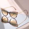 Elegant Retro Cat Eye Clear Lens Glasses for Women - Purple Gradient Frame with Gold Metal Arms, Fashion Eyewear for Daily Wear