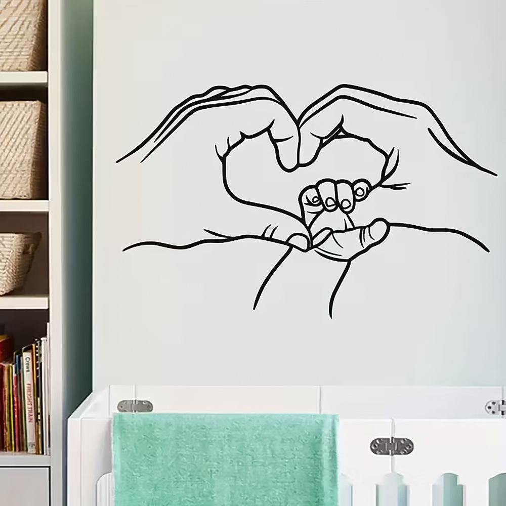 

Parent Child Hand Heart Wall Sticker Self Adhesive No Residue Warm Home Decor 29x40cm різнокольоровий