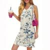 Women's Casual Fashion Sexy V-neck Sleeveless Floral Hem Slit Dress