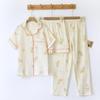 Women's Cotton Short Sleeve Pajama Set - Three-Piece Spring/Autumn Long Pants, Summer Thin Style