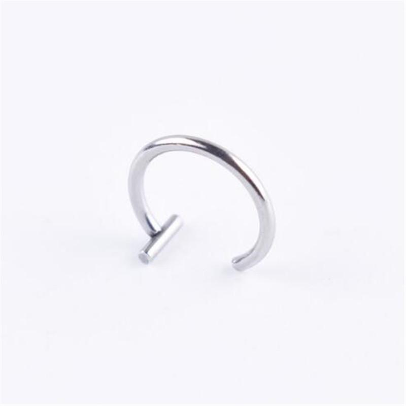 Curved Barbells Fake Nose Piercing D Shaped Tragus Helix Stud Earring Hoop Septum Stainless Steel Ring Nostril Body Jewelry New