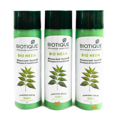 Šampon-kondicionér proti lupům s Neem (3 x 120 ml), Sada šamponu a kondicionéru Bio Neem Margosa proti lupům,