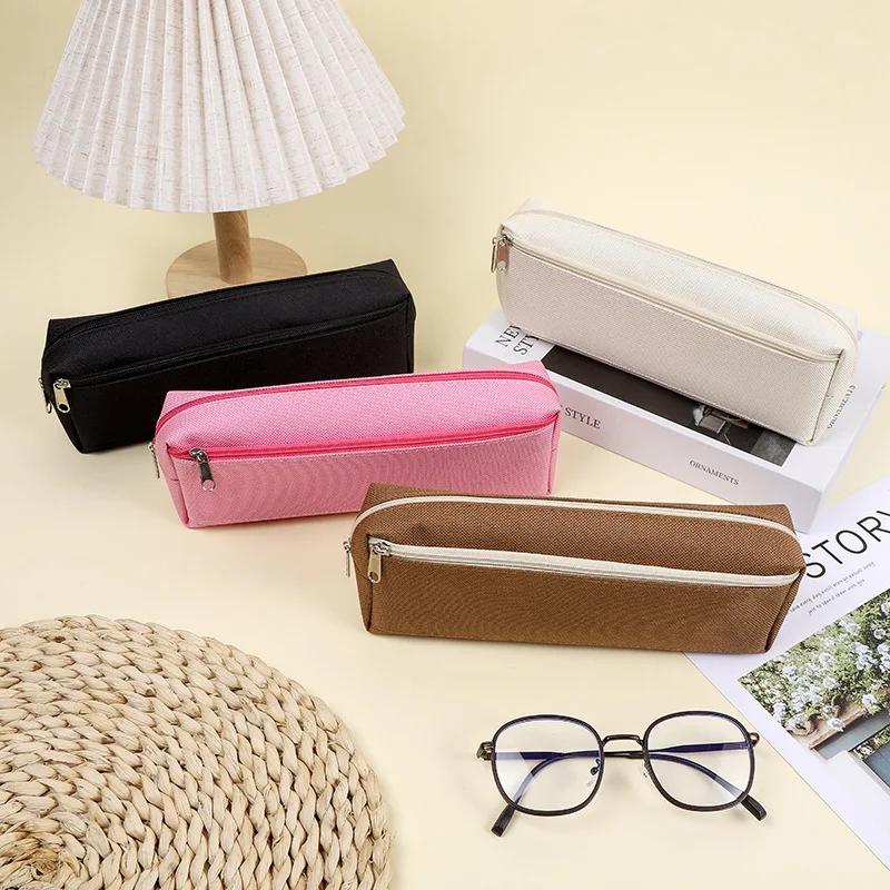 Simple Portable Pencil Case Oxford Cloth Pencil Bag For Students Back To School Storage Stationery Supply Pencil Pouch