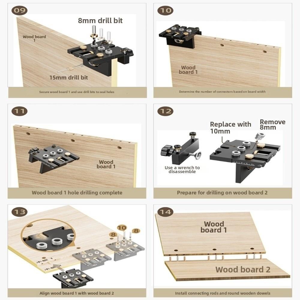 3-in-1 Design Doweling Jig Kit High Precision Woodworking Drilling Locator Furniture Repair