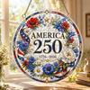 Acrylic Jigsaw Puzzle Suncatcher, US 250th Anniversary DIY Sun Catcher Kit, Stained Glass Style Patriotic Window Hanging Ornament for Independence Day