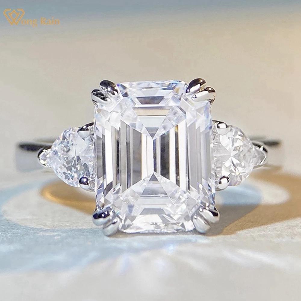 

Wong Rain Solid 925 пробы серебро изумрудной огранки 4CT AAAAA цирконы драгоценный камень свадебное обручальное ювелирное кольцо для женщин подарки US 6 белый