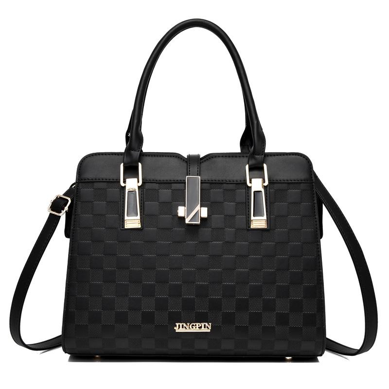 

Fashion women s handbag new large-capacity plaid pattern commuter styling fashion platinum bag diagonal span shoulder чорний