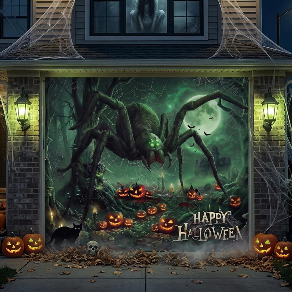 335. Halloween Garage Door Cover - Spider Garage Buddy Door Backdrop