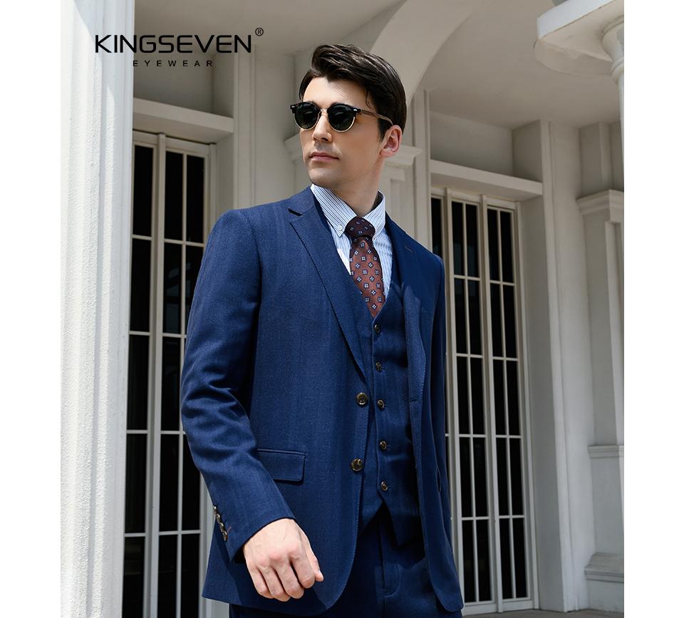 Kingseven Handmade Black Walnut Wood Men's Sunglasses Women Polarized Mirror Lens Sun Glasses Male UV400 Oculos W5517