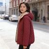 Fashion Solid Color Top Slim Coat Lamb Wool Hooded Close Thick Warm Cotton-padded Jacket Women's Plus-size Casual