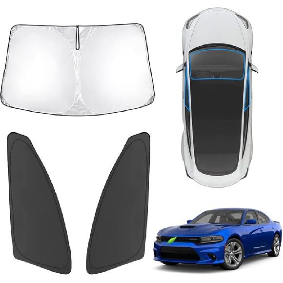 Karltys 3PCS Front And Side Windshield Sun Shade For 2015-2024 2025 Jeep Renegade, Reflective Window Sunshade Fit Renegade, Foldable Sun Shield Sun