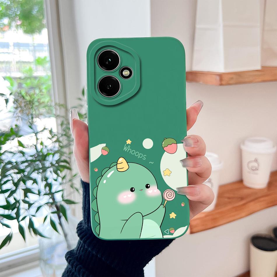 Case For Honor 400 Pro Global Cartoon Dinosaur Back Cover Liquid Silicone Full Protection Durable Shockproof Phone Protectors