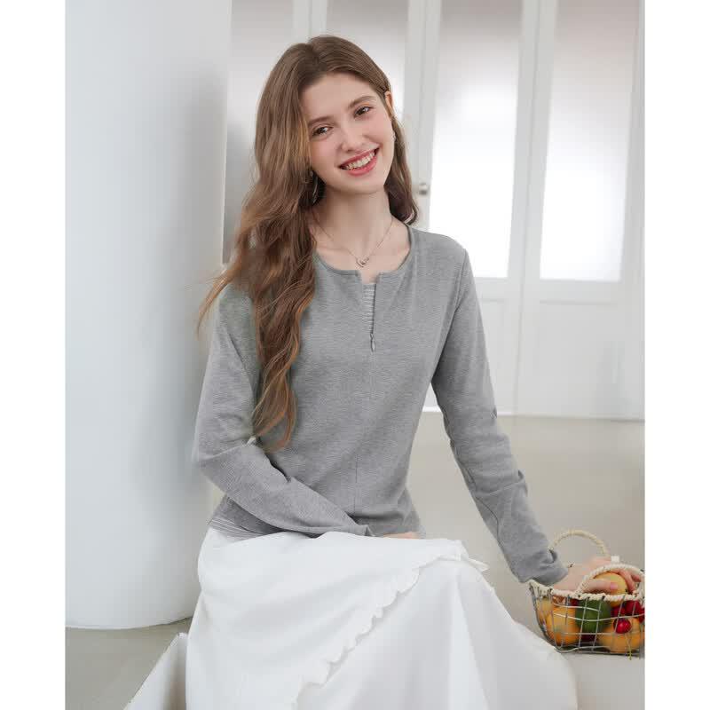 Betu Women's Faux Two-Piece Long Sleeve Top
