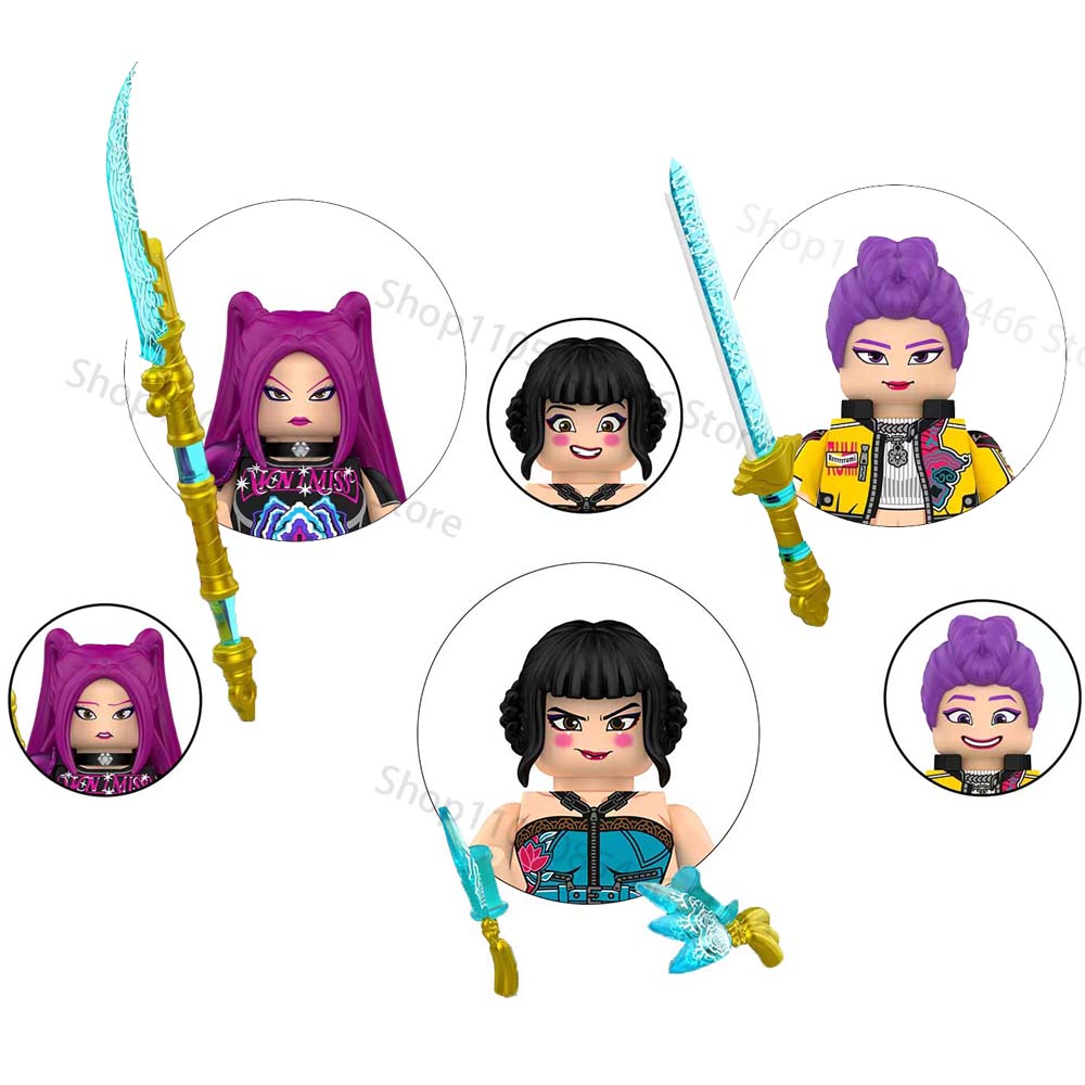 8PCS/3PCS KPOP Demon Hunters Cartoon Dolls Building Blocks Kawaii Action Figure Assembly Toy Children's Educational Toys Gifts