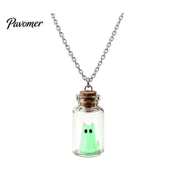 Halloween Party Decoration Ghost in Bottle Necklace, Glow The Dark Surprising Birthday Gift Charm Jewelry, Adopt A Ghost/Cat/Dog Pendant Necklace for