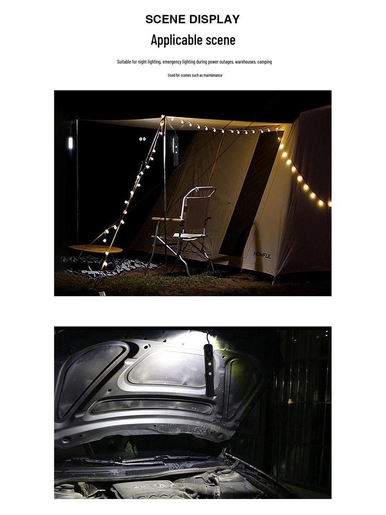 Magnetic Type-C Rechargeable Work Light with Long-lasting Battery for Cars, Emergencies, and Camping