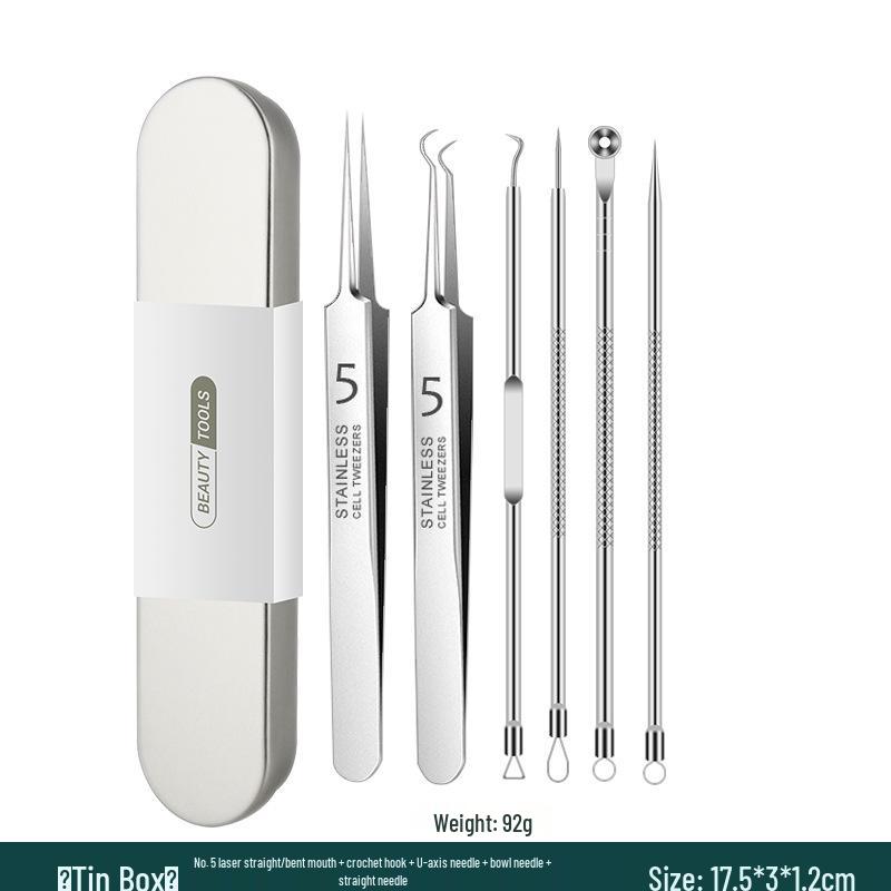 Stainless Steel Blackhead Remover Tool - Needle & Clip for Acne and Makeup.