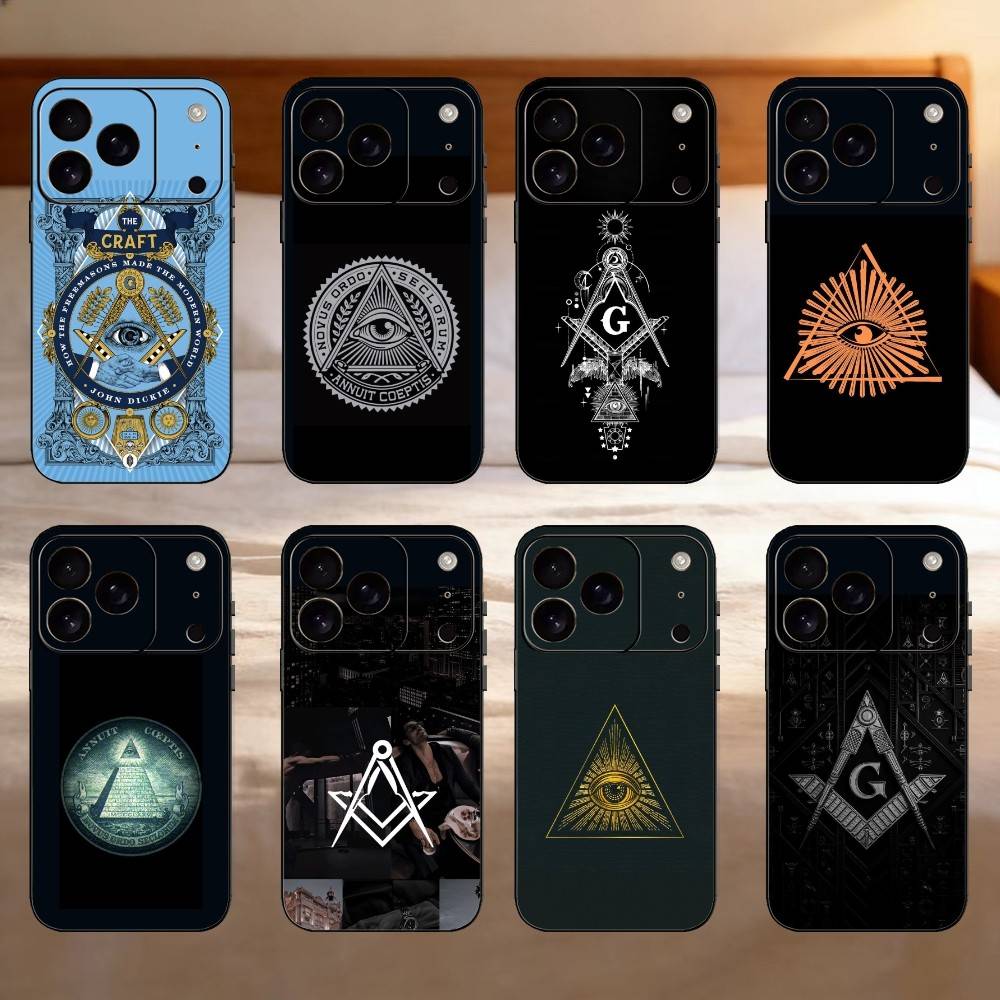 Freemasonry Symbol Phone Case Silicone Black Soft For IPhone 17,16,15,14,13,12,11,SE,Plus Pro Max