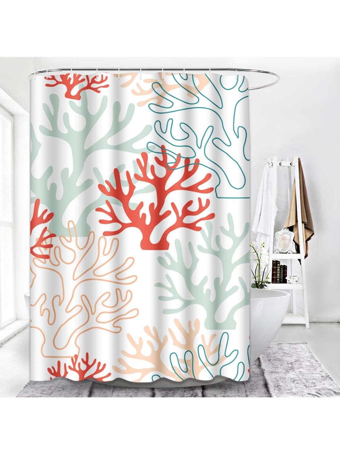 

Shower Curtain Pattern Red Pink And Mint Corals Tropical Reef Nautical Waterproof Polyester Fabric 72 X 72 Inches Set With Hooks W60H190(CM)-1 Pcs