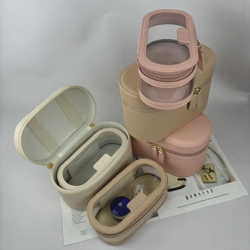 Geantă de toaletă de călătorie multifuncțională din piele PU - Capacitate mare, depozitare cosmetică portabilă