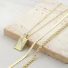Elegant Layered Gold Color Necklace Stackable Clavicle Chain Handmade Rectangular Pendant Neckchain Jewelry for Women