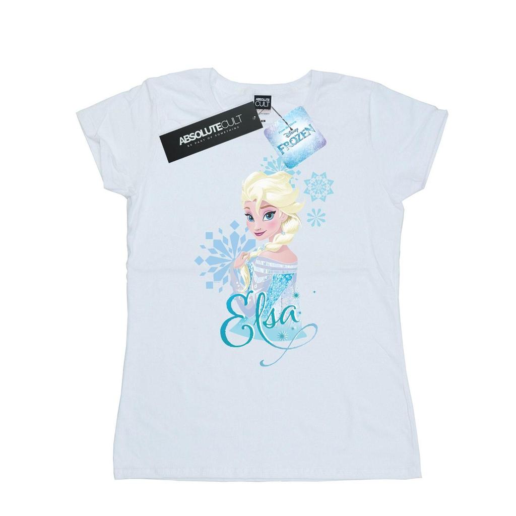 Disney Womens/Ladies Frozen Elsa Snowflakes Cotton T-Shirt