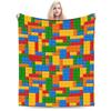 Warm Soft Flannel Blanket for Kids  Travel Throw for Bed Couch Sofa  Childrens Diagonal Design Blanket  Bricks Blocks Pattern Be