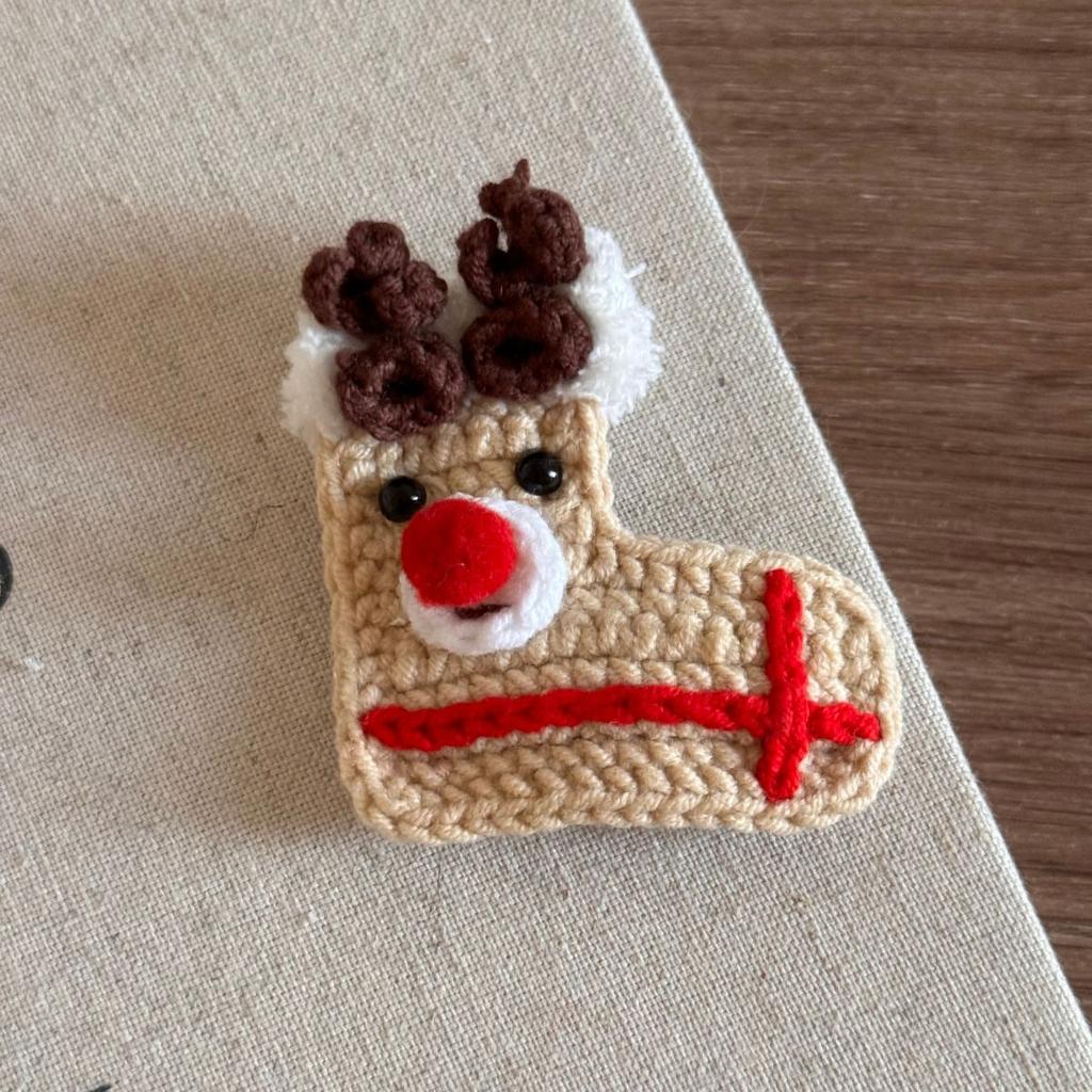 Niedliche Häkel-Haarschleife Weihnachts-Haarspangen Gestrickte Haarnadeln Weihnachtsmann-Haarspangen Schnabelklemme Haarspangen Mädchen-Haarschmuck