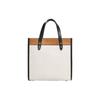 Coach Field 22 Badge Decorated Vertical Leather Tote Bag Women Tote White Brown C3461-B4CAH