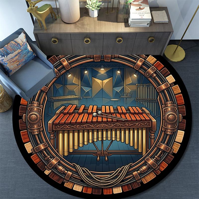 Xylophone Orchestra Scene Round Area Rug Under Office Chairs Bedroom Living Room Home Decor
