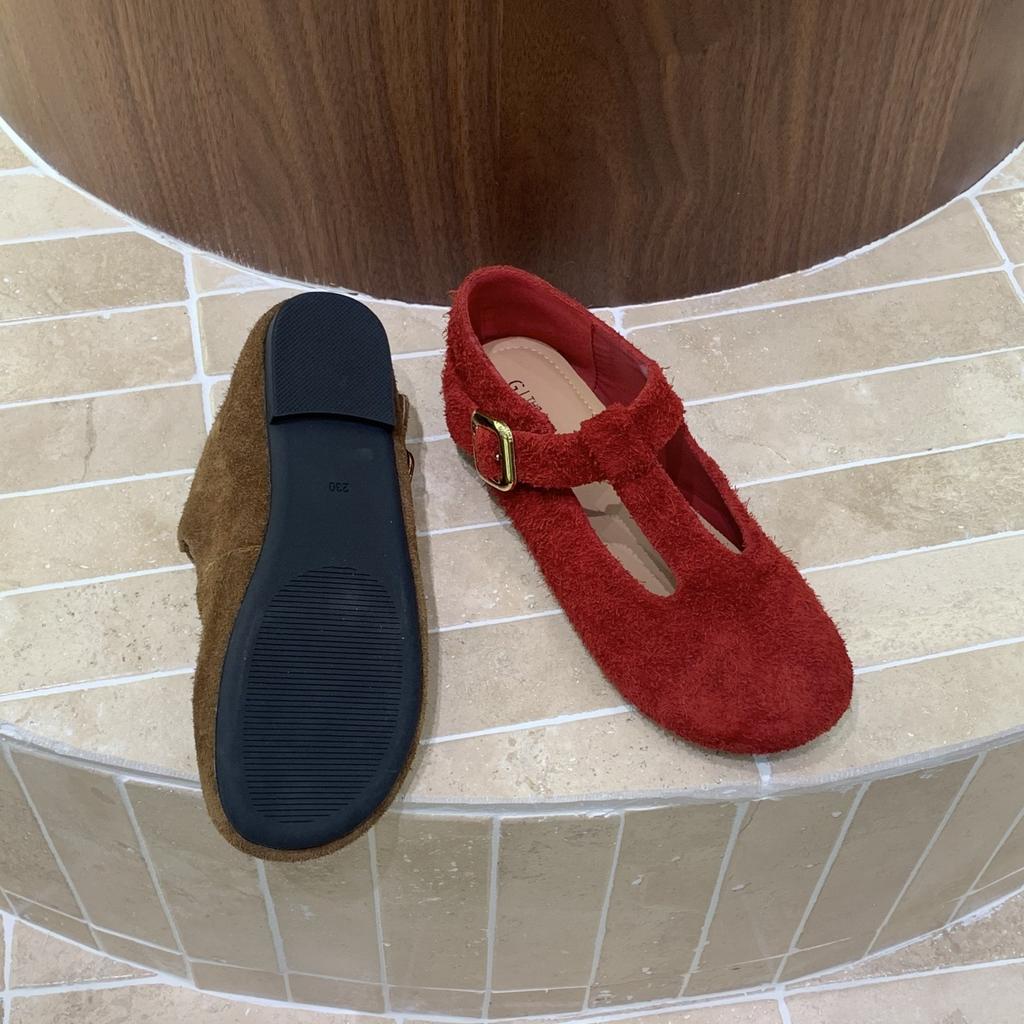 IPPEUM Women Mary Janes Shoes 2025 New Fall Brown Round Toe Ballet Flat Shoe