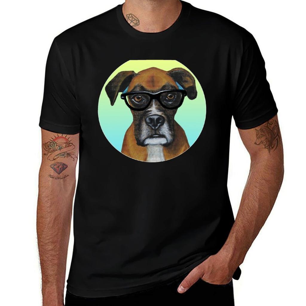 Hipster Boxer Dog Tshirt Industrial Work Tee Shirt Tshirt