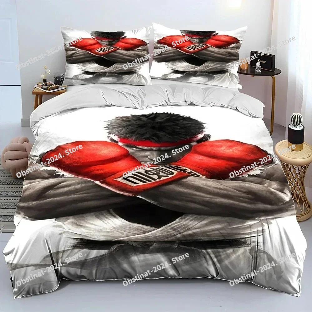 3D Street Fighter Retro Game Bedding Set Printed Bed Set Duvet Cover Sheet Pillowcase Bed Soft Quilt Cover Full Queen King Size