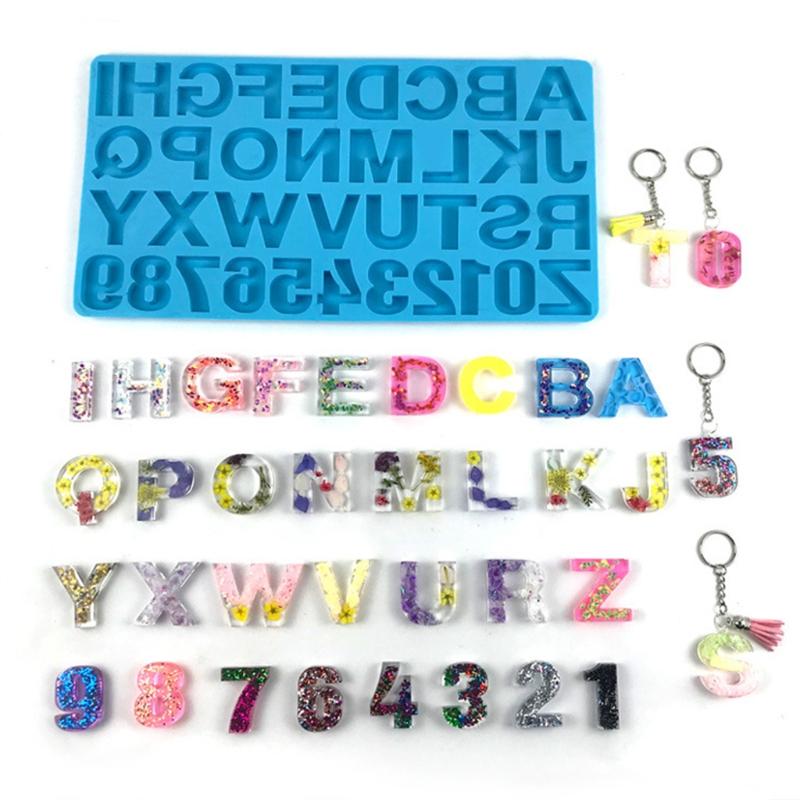 Handmade Necklace Earrings UV Resin Mold English Letters Numbers Pendants Silicone Molds Alphabet Keychain Casting Mold