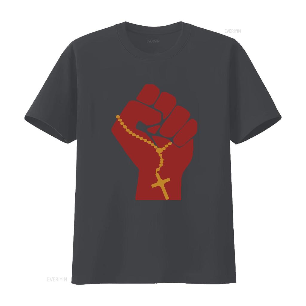 Liberation Theology Raised Fist Radical Christianity Christian Protest Social Justice Leftism Socialism T Shirt vintage Washed
