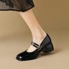 Mary Jane Shoes Women Block Heel Patent Leather Black Shoes