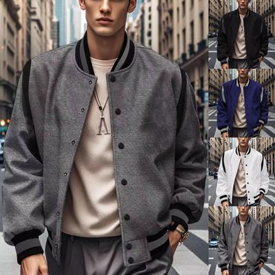 Ανδρικό Εαρινό Μπουφάν Μπέιζμπολ Ανδρικό Μοντέρνο Μόδα Μονόχρωμο Ζακέτα Καρντιγκάν Μπέιζμπολ