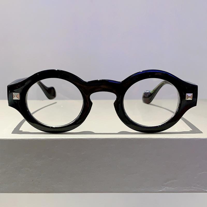 Vintage Round Rivet Glasses Anti Blue Light Small Frame Unisex Luxury Designer Eyewear Myopia Prescription