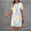 Creative Colorful Patterns 3D Printing Dresses Women Fashion Summer Loose Plus Size Comfortable Breathable Short Sleeve Dresse