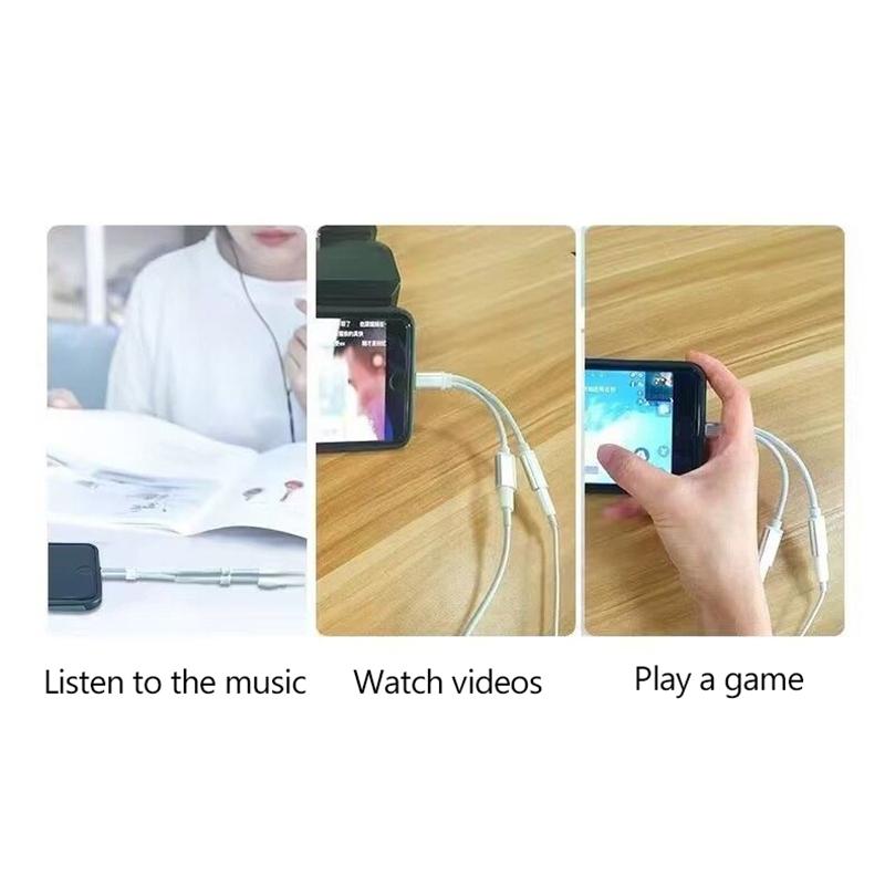 Audio Cable Charging 2 In 1 For Iphone14 13 12 11 Pro Max X 8 Accesorios Charging Cable Headphone Audio Aux Adapter Charger