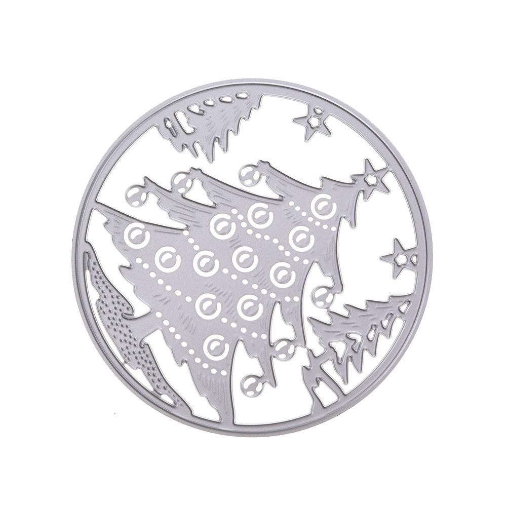 Kreisrahmen Weihnachtsbaumschmuck Metall Silbern Schablone Präge Stanzformen Für DIY Scrapbooking Papieralbum Kartenherstellung