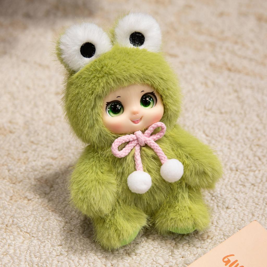 Cute Family Vinyl Doll Cute Bear Sheep Rabbit Frog Plush Pendant Bag Cute Little Doll Treasure