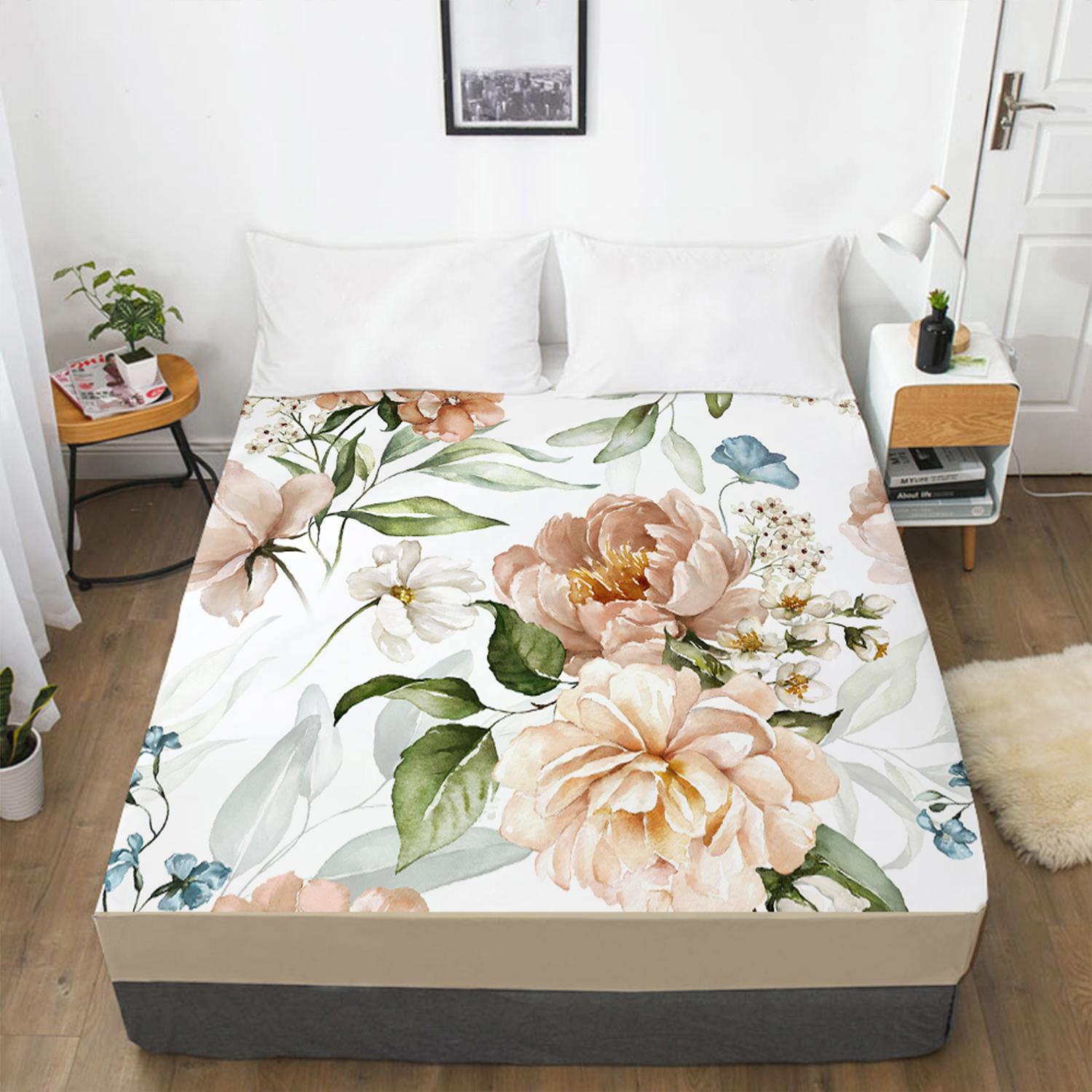 Домашний текстиль Цветы 3D-печать с рисунком Простыня наматрасник Резинка Простыня — фото 6