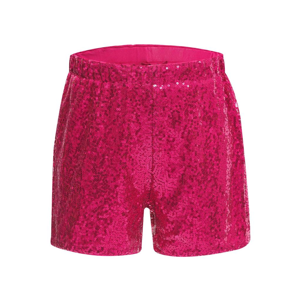 Girls Sequined Dance Shorts Elastic Waist Shiny Sequins Jazz Performance Cheerleading Competition Bottom