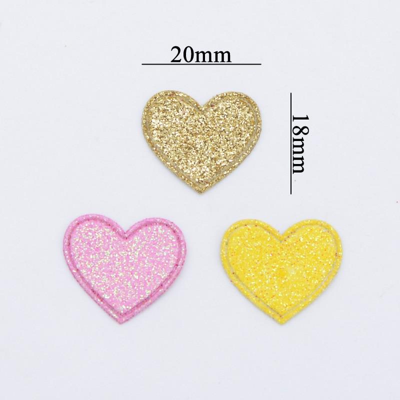100 stk Blandet glitter skinn Hjerteform applikasjoner for DIY klær Håndverk Syutstyr Hodeplagg Hat Dekor Tilbehør