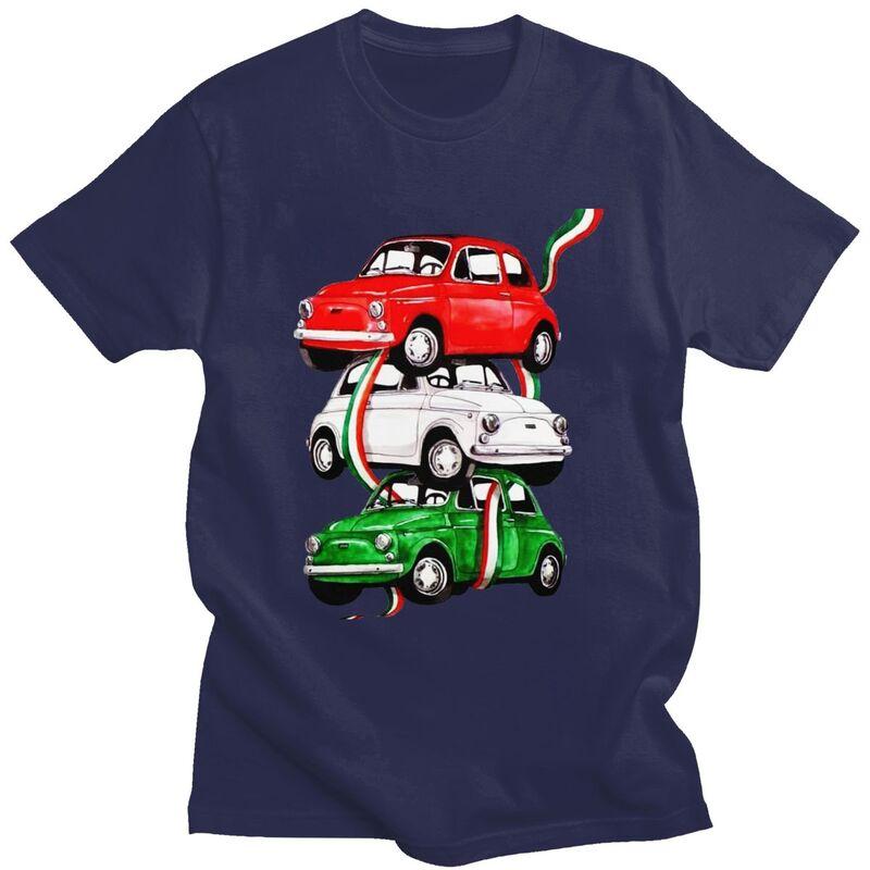 Custom Male Vintage Italy Flag Car T Shirt ShortSleeve Cotton Tshirts Tshirt Casual Italian Pride Tees Loose Fit Clothing