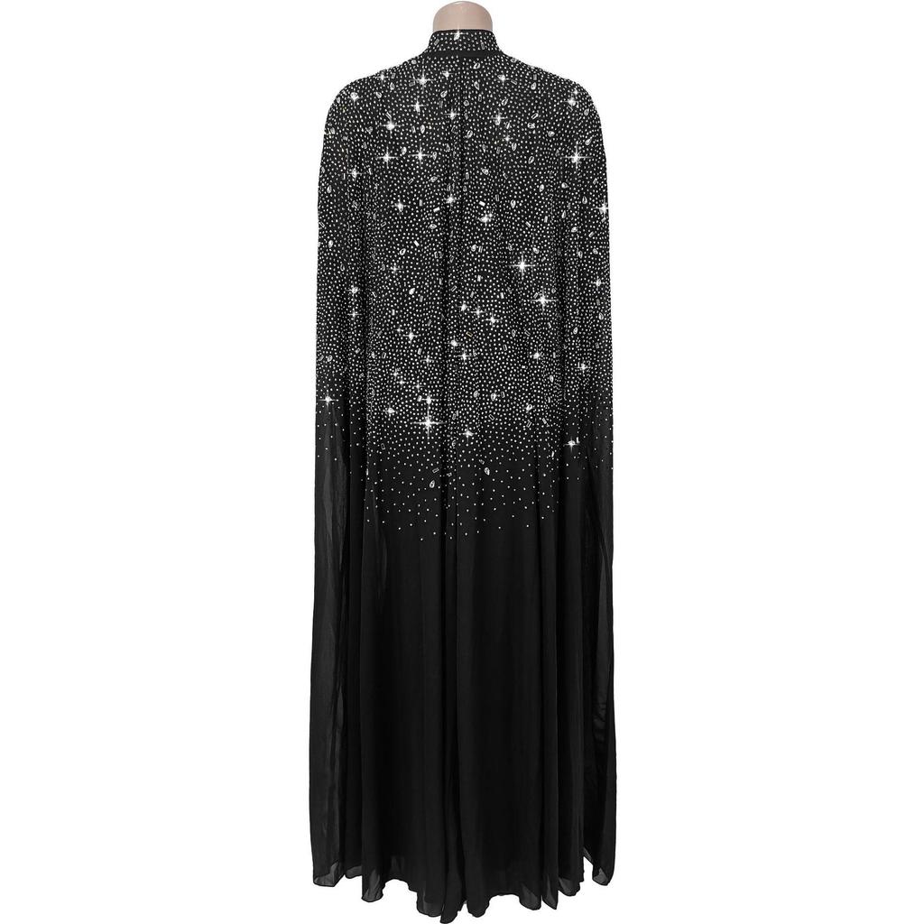 C7292 Europeisk & Amerikansk Mode Dam Sexig Strass Bodycon Genomskinlig Sjal Klänning