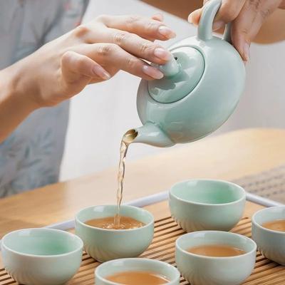 7pcs Tea Set 1pc Teapot +6pcs Teacups Chinese Kung Fu Ceramics Tea  Porcelain Heat Resistant Tea Cup Portable Puer Tea Cups