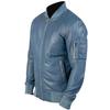 Men's Genuine Leather Blue Lambskin Bomber Stylish Biker Jacket Handmade Casual Handmade