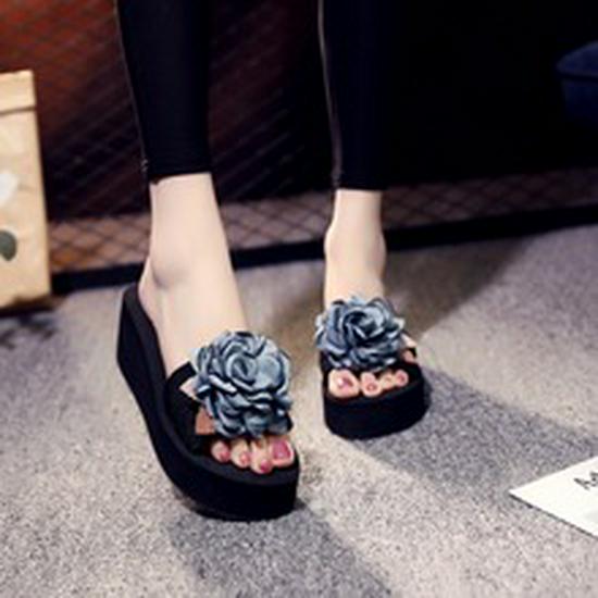 2019 Summer Korean Style Women's Wedge Heel Non-Slip Beach Flip Flops